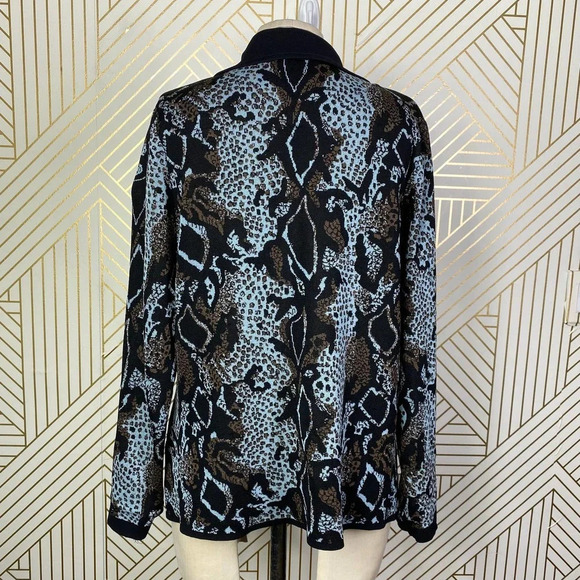 Exclusively Misook Cheetah Snake Animal Print Sweater Blazer Petite Size‎ Large - Picture 7 of 12